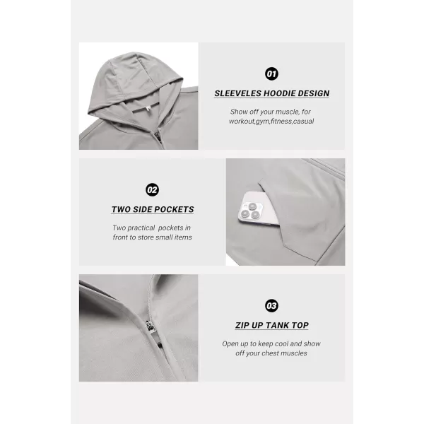COOFANDY Men's Workout Hooded Tank Tops 2 Pack Zip Up Sleeveless Gym Shirts Muscle Cut Off T Shirt Bodybuilding Hoodies