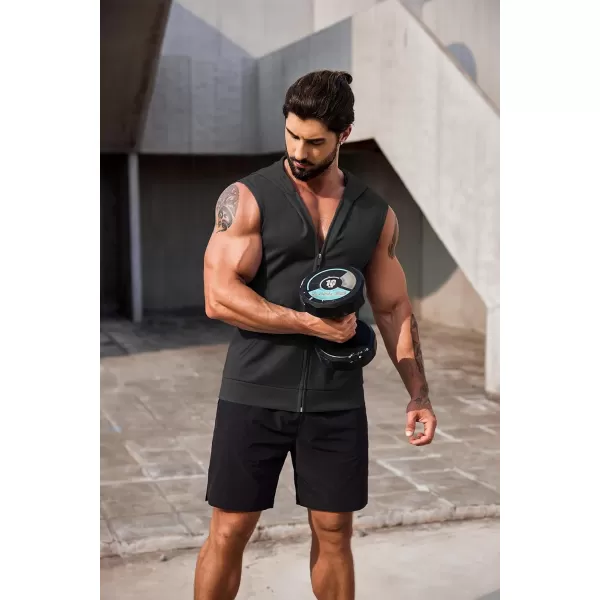 COOFANDY Men's Workout Hooded Tank Tops 2 Pack Zip Up Sleeveless Gym Shirts Muscle Cut Off T Shirt Bodybuilding Hoodies