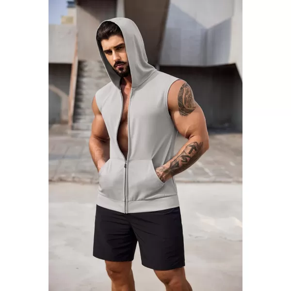 COOFANDY Men's Workout Hooded Tank Tops 2 Pack Zip Up Sleeveless Gym Shirts Muscle Cut Off T Shirt Bodybuilding Hoodies