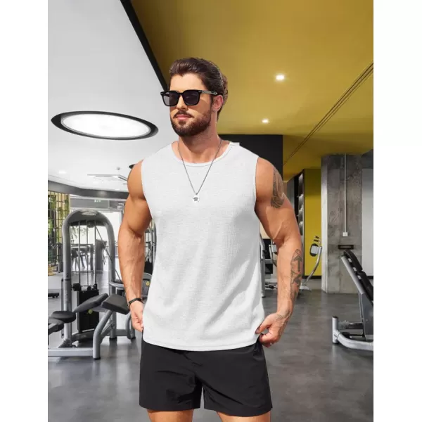 COOFANDY Men's Workout Tank Tops Sleeveless Gym Muscle Tee Shirts 2 Pack Casual Breathable Waffle Knit Tanks