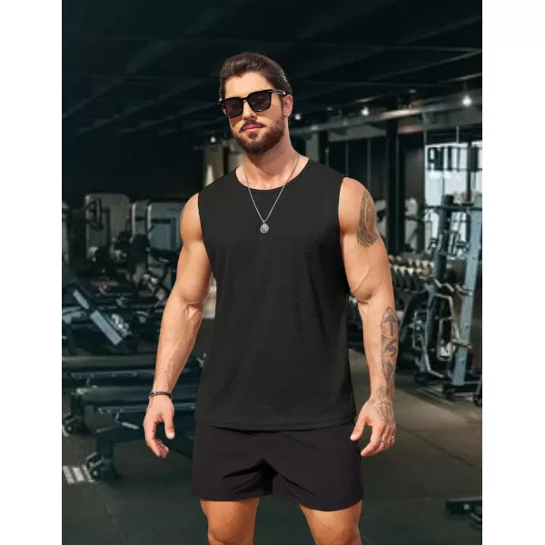 COOFANDY Men's Workout Tank Tops Sleeveless Gym Muscle Tee Shirts 2 Pack Casual Breathable Waffle Knit Tanks
