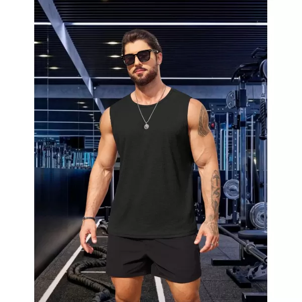 COOFANDY Men's Workout Tank Tops Sleeveless Gym Muscle Tee Shirts 2 Pack Casual Breathable Waffle Knit Tanks