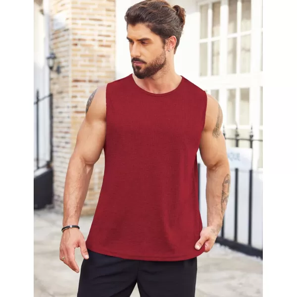 COOFANDY Men's Workout Tank Tops Sleeveless Gym Muscle Tee Shirts 2 Pack Casual Breathable Waffle Knit Tanks