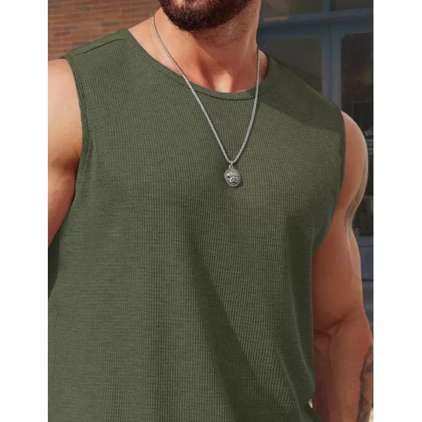COOFANDY Men's Workout Tank Tops Sleeveless Gym Muscle Tee Shirts 2 Pack Casual Breathable Waffle Knit Tanks