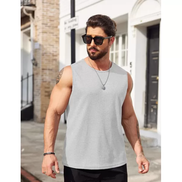 COOFANDY Men's Workout Tank Tops Sleeveless Gym Muscle Tee Shirts 2 Pack Casual Breathable Waffle Knit Tanks