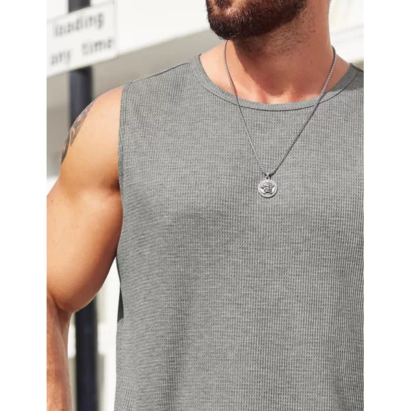 COOFANDY Men's Workout Tank Tops Sleeveless Gym Muscle Tee Shirts 2 Pack Casual Breathable Waffle Knit Tanks