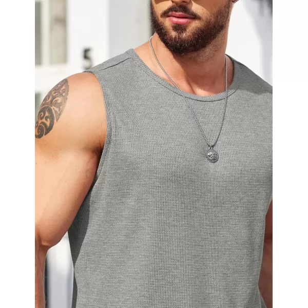 COOFANDY Men's Workout Tank Tops Sleeveless Gym Muscle Tee Shirts 2 Pack Casual Breathable Waffle Knit Tanks