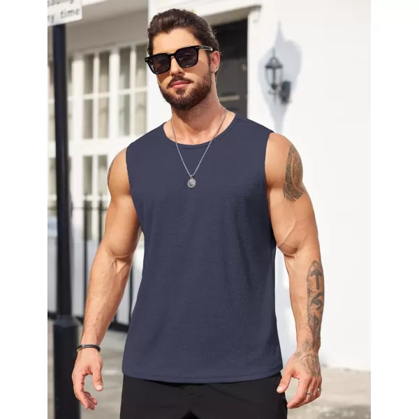 COOFANDY Men's Workout Tank Tops Sleeveless Gym Muscle Tee Shirts 2 Pack Casual Breathable Waffle Knit Tanks