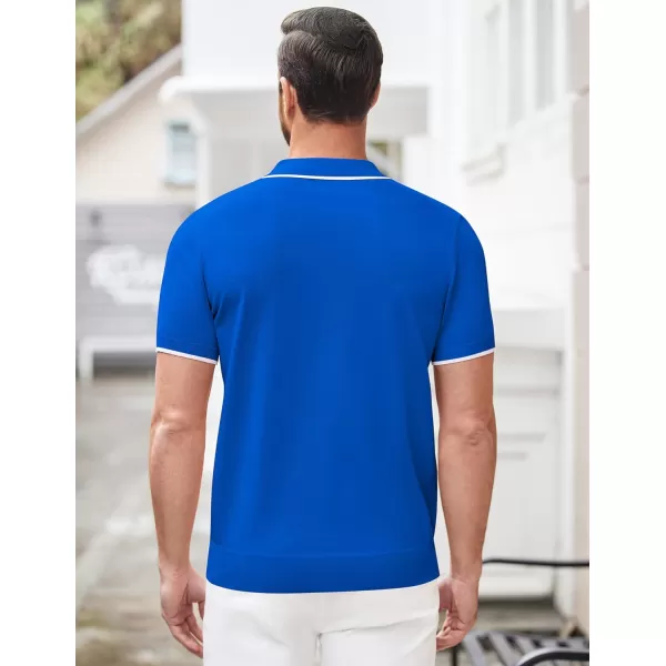 COOFANDY Men's Zipper Polo Shirt Casual Knit Short Sleeve Polo T Shirt Classic Fit Shirts