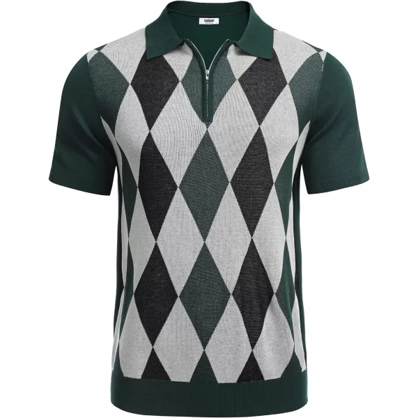 COOFANDY Men's Zipper Polo Shirt Casual Knit Short Sleeve Polo T Shirt Classic Fit Shirts