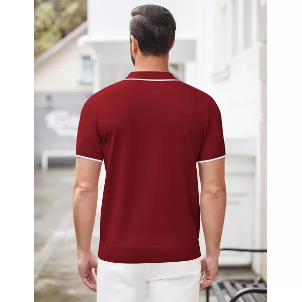 COOFANDY Men's Zipper Polo Shirt Casual Knit Short Sleeve Polo T Shirt Classic Fit Shirts