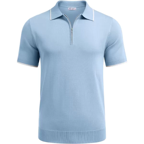COOFANDY Men's Zipper Polo Shirt Casual Knit Short Sleeve Polo T Shirt Classic Fit Shirts