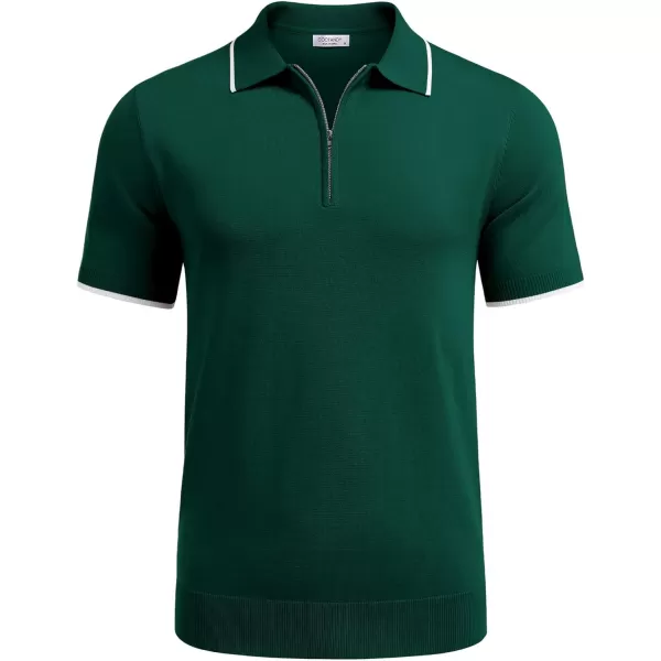 COOFANDY Men's Zipper Polo Shirt Casual Knit Short Sleeve Polo T Shirt Classic Fit Shirts