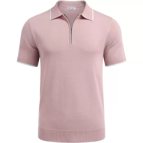 COOFANDY Men's Zipper Polo Shirt Casual Knit Short Sleeve Polo T Shirt Classic Fit Shirts