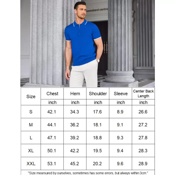 COOFANDY Men's Zipper Polo Shirt Casual Knit Short Sleeve Polo T Shirt Classic Fit Shirts
