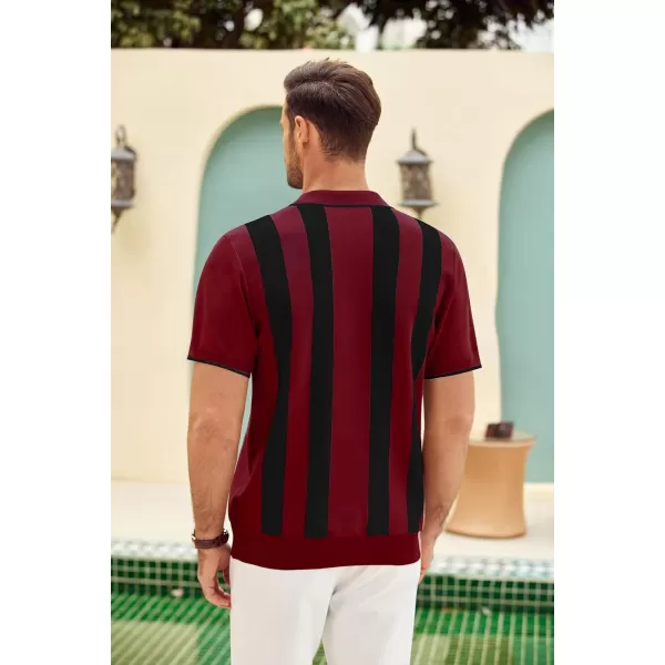 COOFANDY Men's Zipper Polo Shirt Casual Knit Short Sleeve Polo T Shirt Classic Fit Shirts