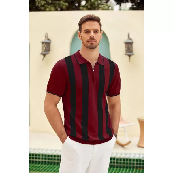 COOFANDY Men's Zipper Polo Shirt Casual Knit Short Sleeve Polo T Shirt Classic Fit Shirts