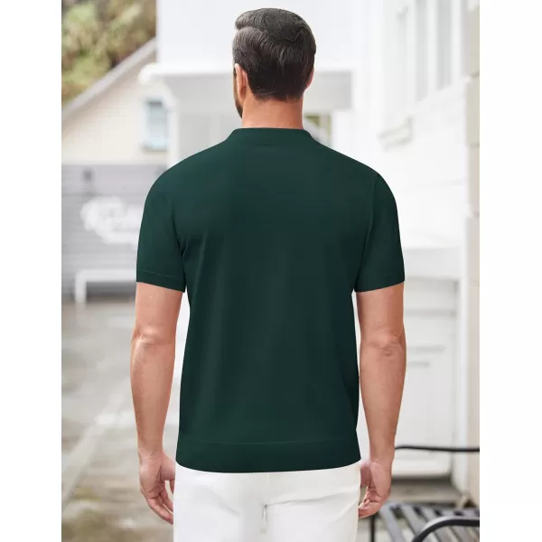 COOFANDY Men's Zipper Polo Shirt Casual Knit Short Sleeve Polo T Shirt Classic Fit Shirts