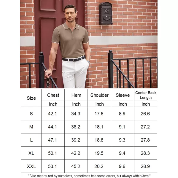 COOFANDY Men's Zipper Polo Shirt Casual Knit Short Sleeve Polo T Shirt Classic Fit Shirts
