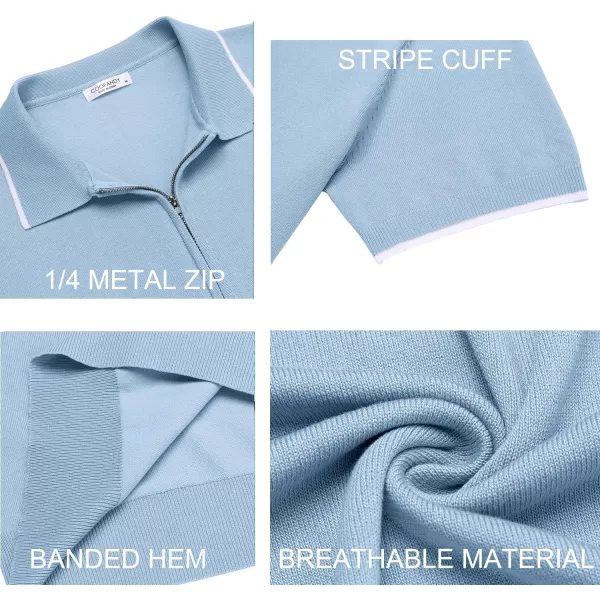 COOFANDY Men's Zipper Polo Shirt Casual Knit Short Sleeve Polo T Shirt Classic Fit Shirts