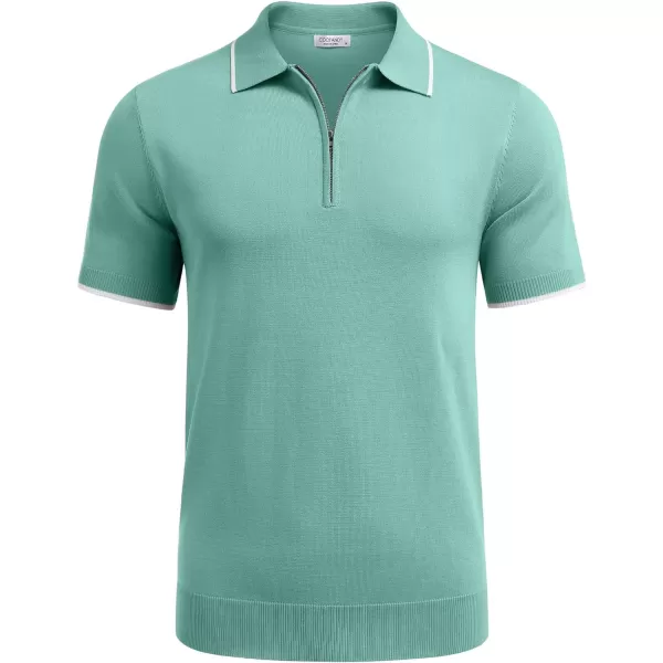 COOFANDY Men's Zipper Polo Shirt Casual Knit Short Sleeve Polo T Shirt Classic Fit Shirts