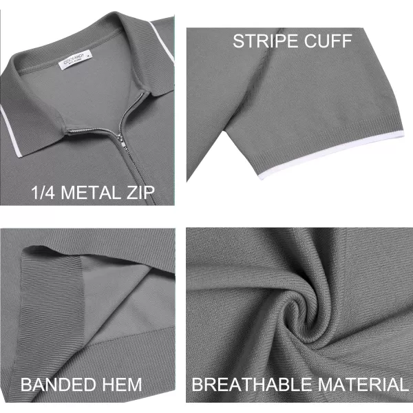 COOFANDY Men's Zipper Polo Shirt Casual Knit Short Sleeve Polo T Shirt Classic Fit Shirts