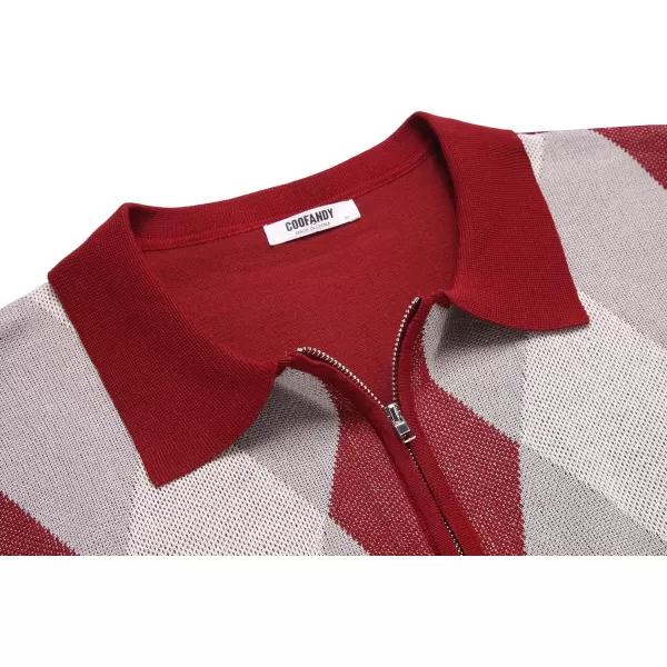 COOFANDY Men's Zipper Polo Shirt Casual Knit Short Sleeve Polo T Shirt Classic Fit Shirts