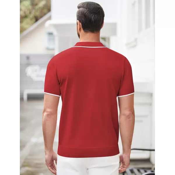 COOFANDY Men's Zipper Polo Shirt Casual Knit Short Sleeve Polo T Shirt Classic Fit Shirts