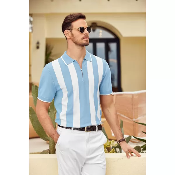 COOFANDY Men's Zipper Polo Shirt Casual Knit Short Sleeve Polo T Shirt Classic Fit Shirts