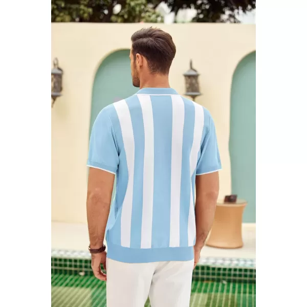 COOFANDY Men's Zipper Polo Shirt Casual Knit Short Sleeve Polo T Shirt Classic Fit Shirts
