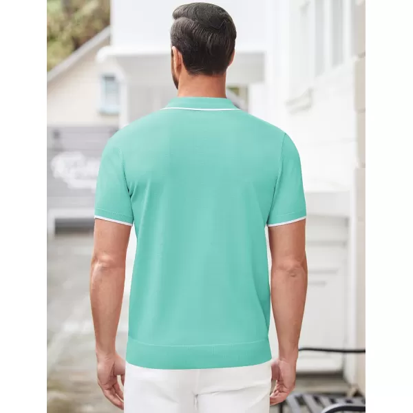 COOFANDY Men's Zipper Polo Shirt Casual Knit Short Sleeve Polo T Shirt Classic Fit Shirts