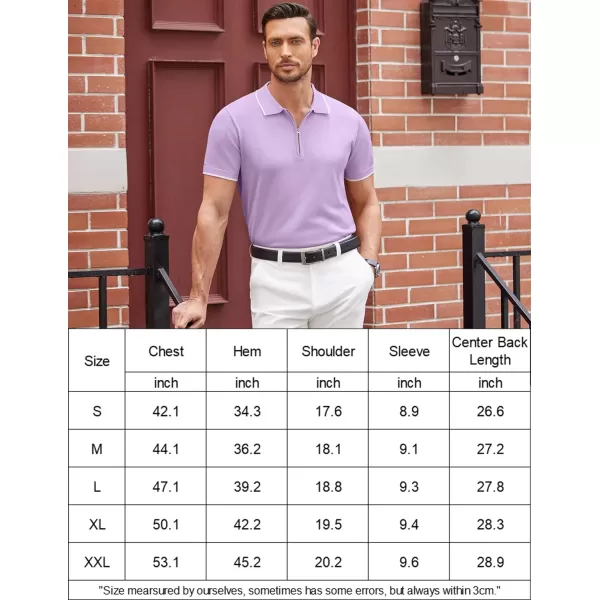 COOFANDY Men's Zipper Polo Shirt Casual Knit Short Sleeve Polo T Shirt Classic Fit Shirts