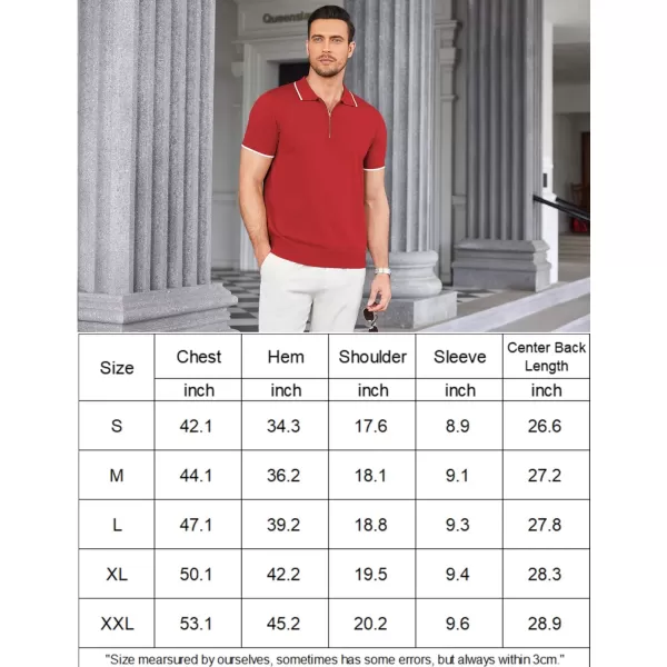 COOFANDY Men's Zipper Polo Shirt Casual Knit Short Sleeve Polo T Shirt Classic Fit Shirts