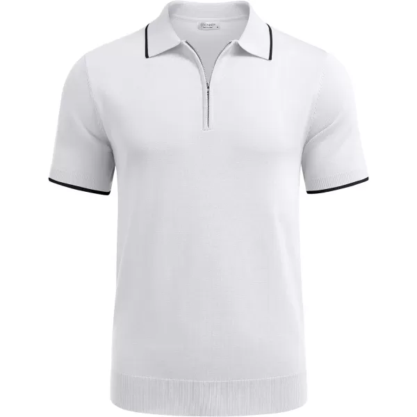 COOFANDY Men's Zipper Polo Shirt Casual Knit Short Sleeve Polo T Shirt Classic Fit Shirts