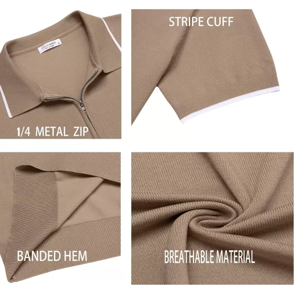 COOFANDY Men's Zipper Polo Shirt Casual Knit Short Sleeve Polo T Shirt Classic Fit Shirts