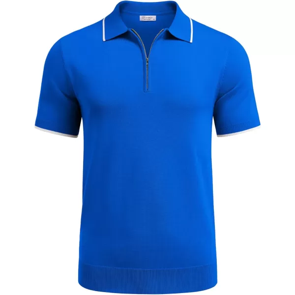 COOFANDY Men's Zipper Polo Shirt Casual Knit Short Sleeve Polo T Shirt Classic Fit Shirts