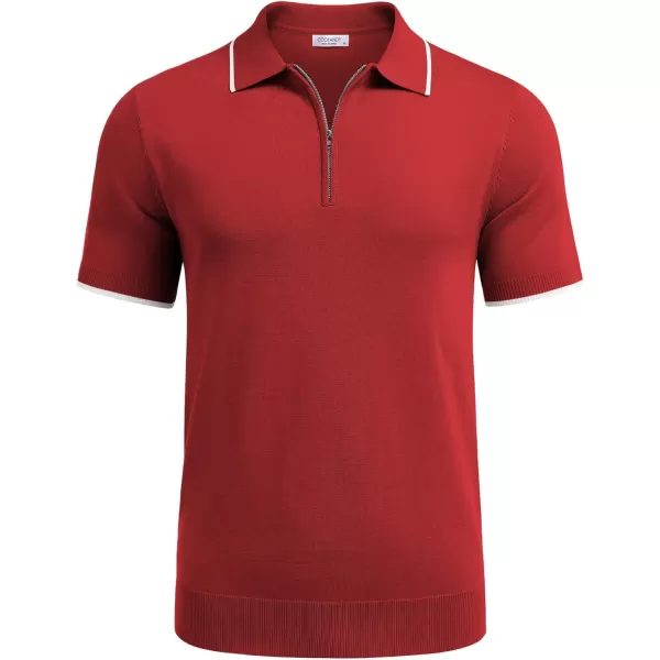 COOFANDY Men's Zipper Polo Shirt Casual Knit Short Sleeve Polo T Shirt Classic Fit Shirts