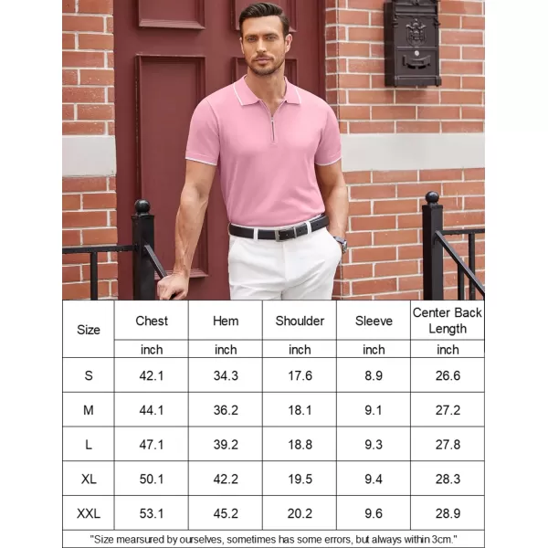 COOFANDY Men's Zipper Polo Shirt Casual Knit Short Sleeve Polo T Shirt Classic Fit Shirts