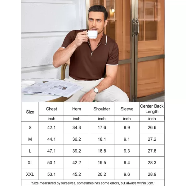 COOFANDY Men's Zipper Polo Shirt Casual Knit Short Sleeve Polo T Shirt Classic Fit Shirts