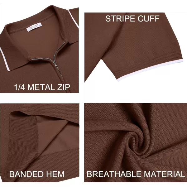 COOFANDY Men's Zipper Polo Shirt Casual Knit Short Sleeve Polo T Shirt Classic Fit Shirts