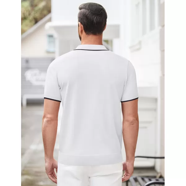 COOFANDY Men's Zipper Polo Shirt Casual Knit Short Sleeve Polo T Shirt Classic Fit Shirts