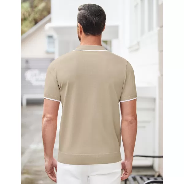 COOFANDY Men's Zipper Polo Shirt Casual Knit Short Sleeve Polo T Shirt Classic Fit Shirts