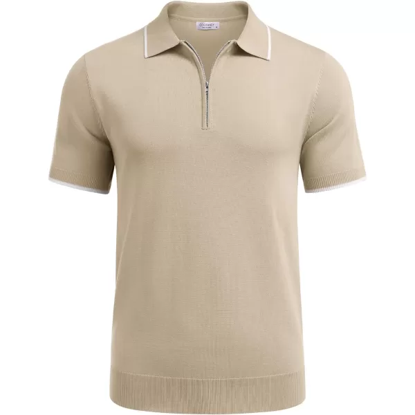 COOFANDY Men's Zipper Polo Shirt Casual Knit Short Sleeve Polo T Shirt Classic Fit Shirts