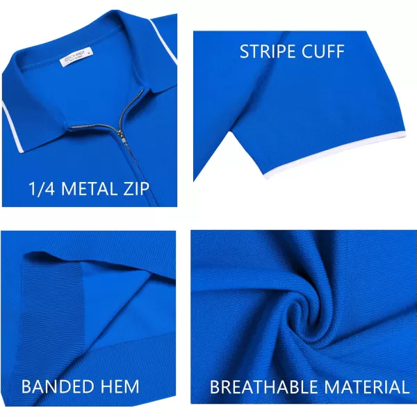 COOFANDY Men's Zipper Polo Shirt Casual Knit Short Sleeve Polo T Shirt Classic Fit Shirts