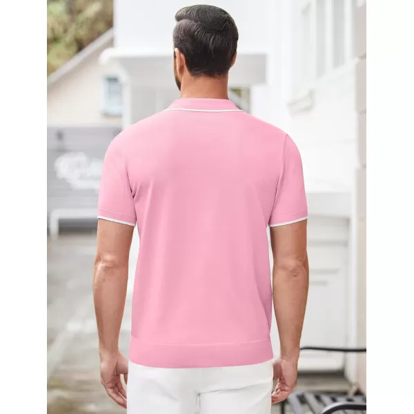 COOFANDY Men's Zipper Polo Shirt Casual Knit Short Sleeve Polo T Shirt Classic Fit Shirts