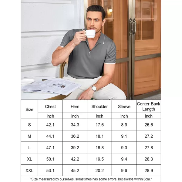 COOFANDY Men's Zipper Polo Shirt Casual Knit Short Sleeve Polo T Shirt Classic Fit Shirts