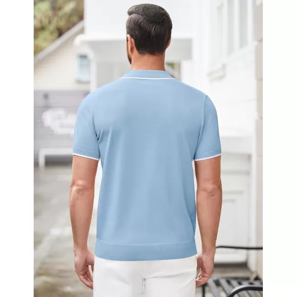 COOFANDY Men's Zipper Polo Shirt Casual Knit Short Sleeve Polo T Shirt Classic Fit Shirts
