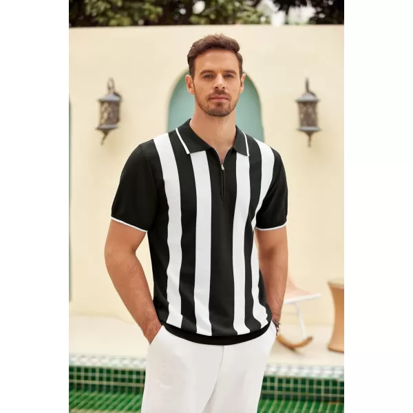 COOFANDY Men's Zipper Polo Shirt Casual Knit Short Sleeve Polo T Shirt Classic Fit Shirts