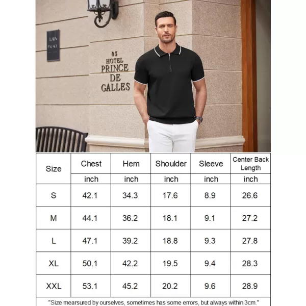 COOFANDY Men's Zipper Polo Shirt Casual Knit Short Sleeve Polo T Shirt Classic Fit Shirts