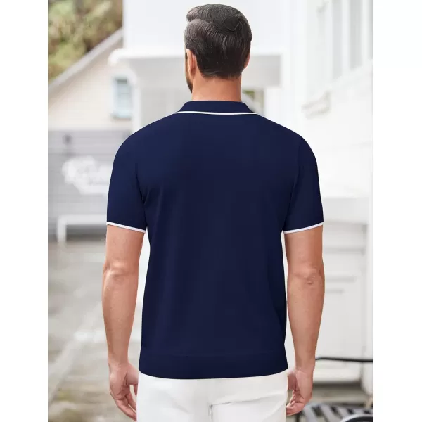 COOFANDY Men's Zipper Polo Shirt Casual Knit Short Sleeve Polo T Shirt Classic Fit Shirts